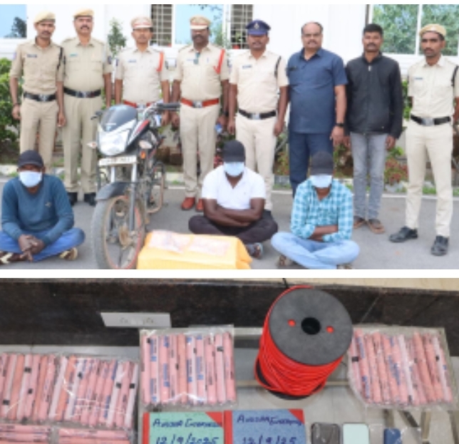 అక్రమ పేలుడు పదార్థాల కొనుగోలు, నిల్వ, కేసులో ముగ్గురు నిందితుల అరెస్ట్