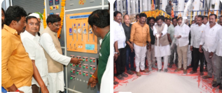 నూతన రైస్ మిల్ ప్రారంభోత్సవ కార్యక్రమంలో రాష్ట్ర కార్మిక మరియు గనుల శాఖ మంత్రి డా. జి. వివేక్ వెంకటస్వామి